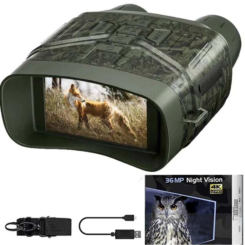 NEW 4K Night Vision Professional Goggles Binoculars with 5000mAh 32GB Card Rechargeable Battery, Can Save Photo and Video,3'' HD Screen for Camping & Security