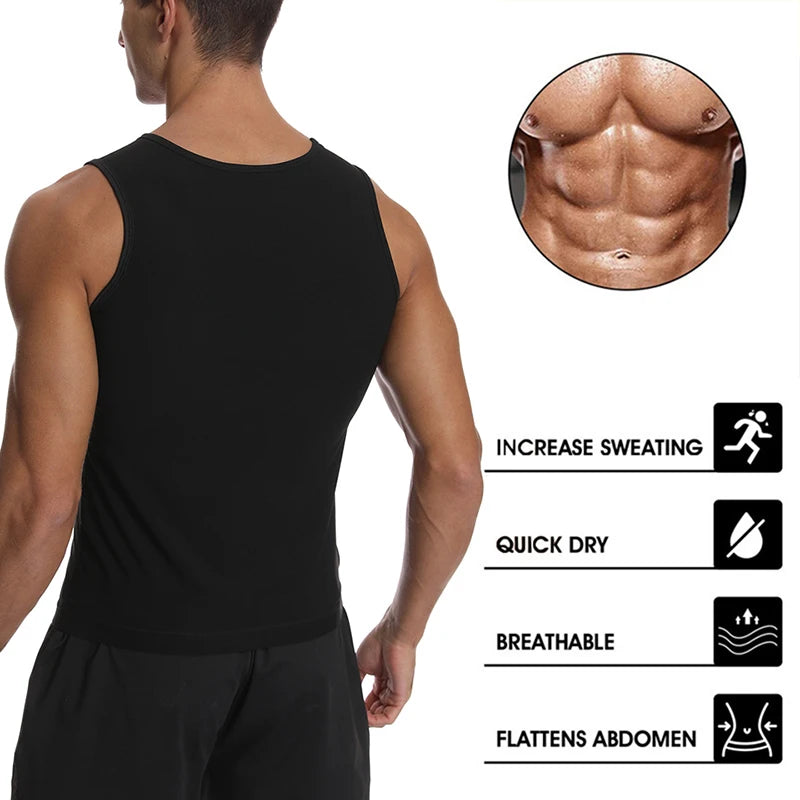 NEW Arrivals S-2XL 2 Colors Heat Trapping Vest Pullover Sweat Enhancing Shirts Workout Tank Top Sauna Shapewear Waist Trainer for Men Compression Fitness Sports Apparel Supplies