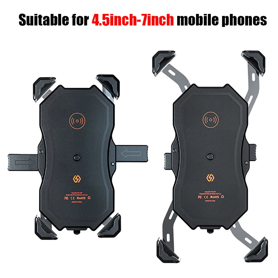 NEW Arrivals Mobile Phone Holder Bicycle Motorcycle Wireless Charging with QC3.0 USB Qi Charger GPS Navigation Mount Bracket Qi Wireless Charger Bicycle Sports Accessories