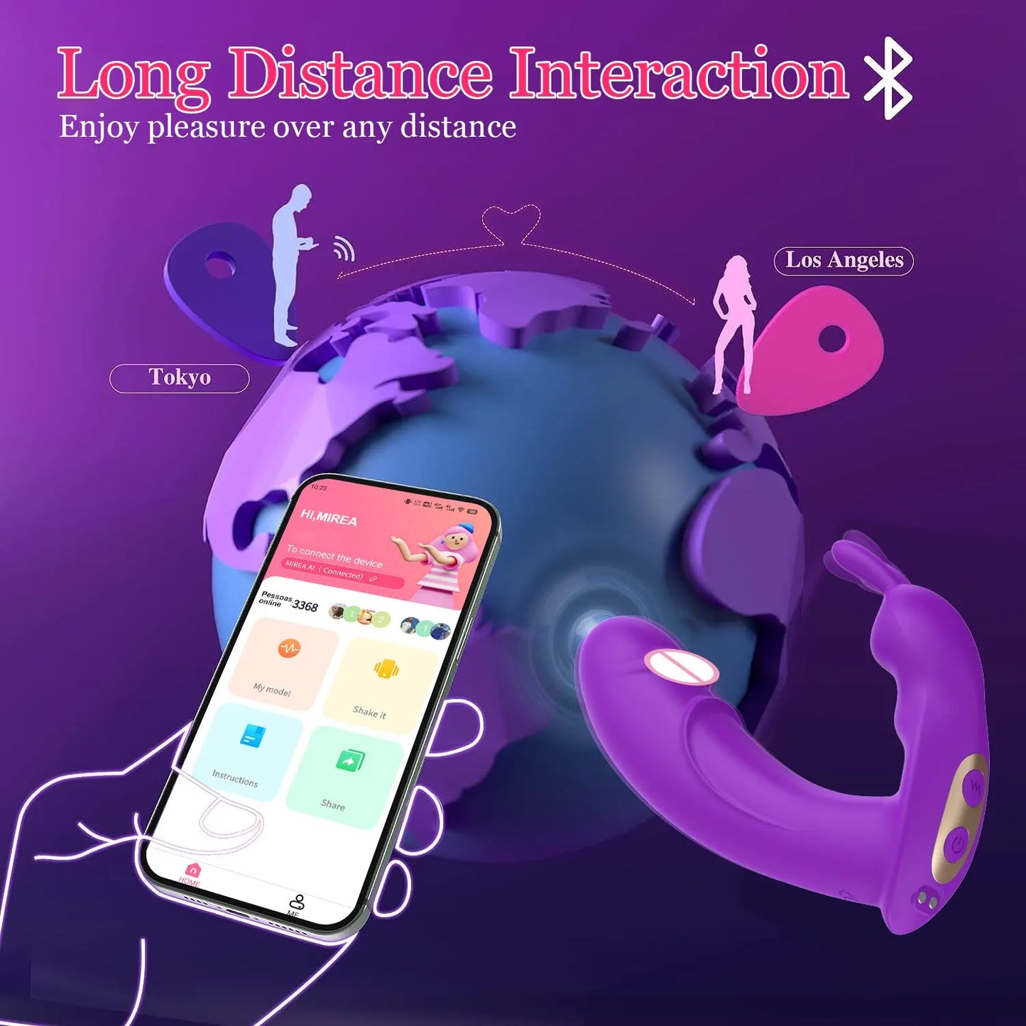 Rabbit Vibrator for Women Wireless Bluetooth Dildo Vibrator Powerful G Spot Clitoris Stimulator Vagina Nipple Massage Sex Toy