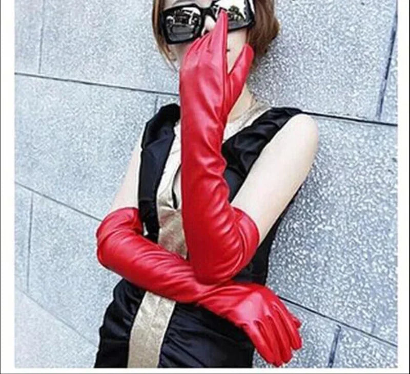 NEW Arrivals Luxury High Quality Opera Leather Gloves Women's Long Touch Screen 50cm Autumn and Winter Wedding Bridal Nigh Club Business Dinner Gloves Girls Ladies Luxury Fashion Apparel Accessories Clothing Supplies