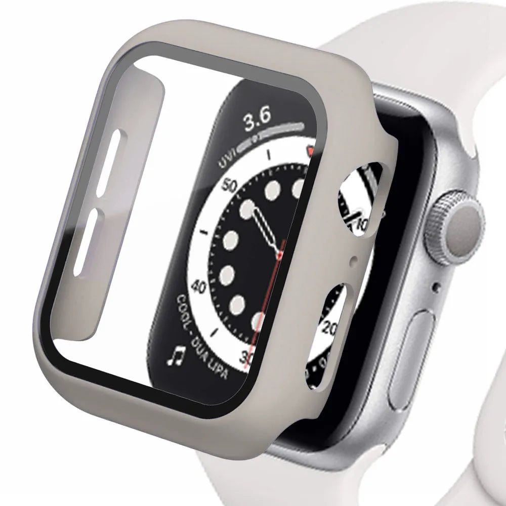 NEW Tempered Glass+Cover For Apple Watch Accessories 45mm 41mm 44mm 40mm 42mm Screen Protector Apple Watch Case Series 9 4 5 6 SE 7 8 Watches Accessories Electronics Supplies
