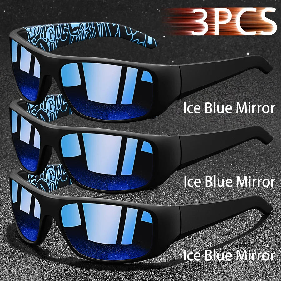 NEW Arrivals 3PCS Set Fashion Vintage Fishing Cycling Sports Sunglasses Men Women Running Mountaineering Sport Man Sun Glasses UV400 Eyewear