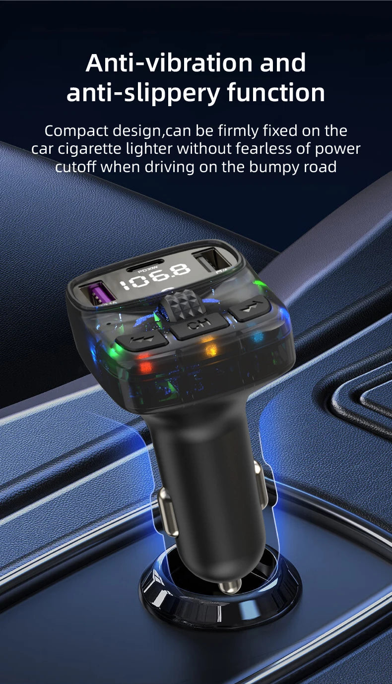NEW Arrivals Bluetooth 5.3 MP3 Player Automobile Transmitter 30W PD Type C Dual USB Fast Charge Handsfree Car Audio Car Accessories