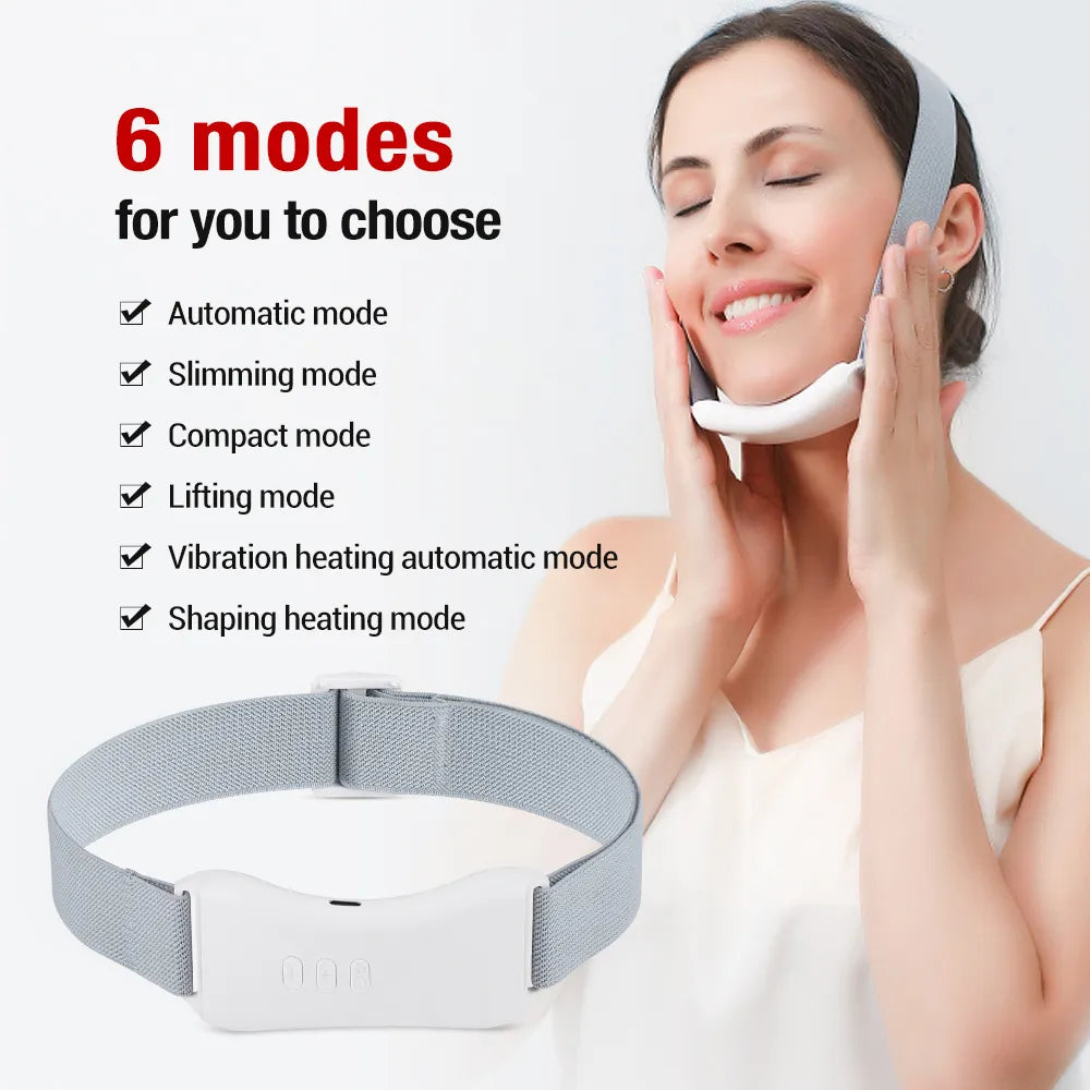 EMS Microcurrent V Face Instrument Double Chin Remover Lifting Vibration Hot Compress Facial Massager Facial Lifting Skin Care
