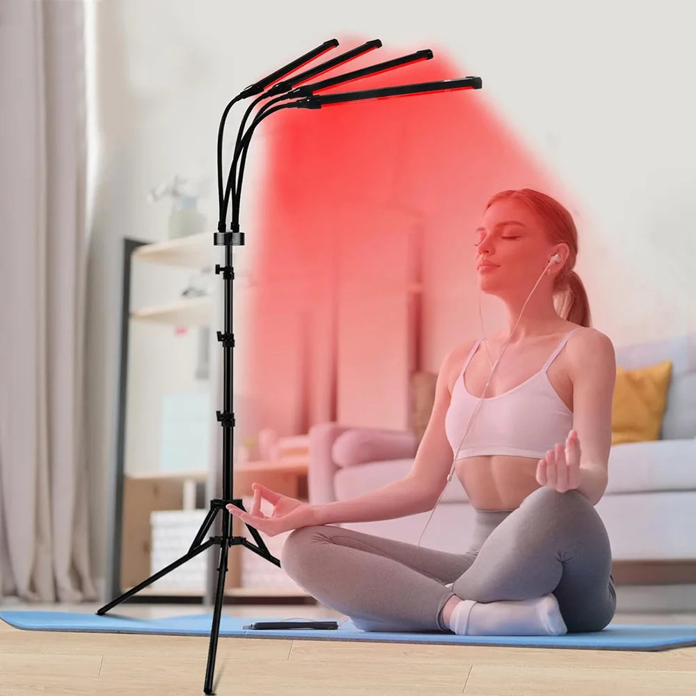 NEW Arrivals 4 Head Set Red Light Therapy Lamp Infrared Light W/Timer Adjustable 660nm 850nm Near Infrared Light for Body Pain Relief Skin Care Health Care Supplies
