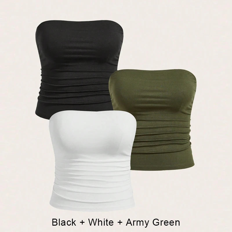 NEW Arrivals 3PCS/Set L-4XL Plus Size Sexy Top Female Underwear Lady Women Summer Top Lingerie Bandeau Tops Women's Tube Corset Hot Intimates