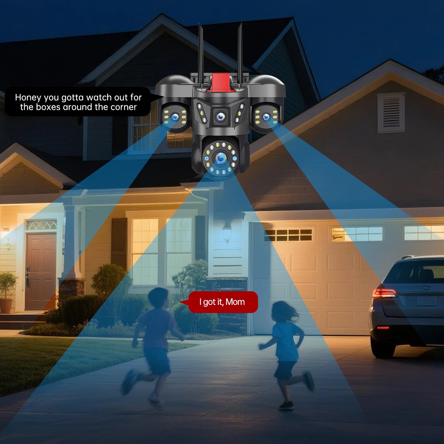 NEW 10K 20MP UHD Outdoor Wi-Fi IP Camera 16X Zoom 4 Lens 4 Screens Ai Auto Tracking Security Protection PTZ CCTV Video Surveillance Home Office Factory Security Systems