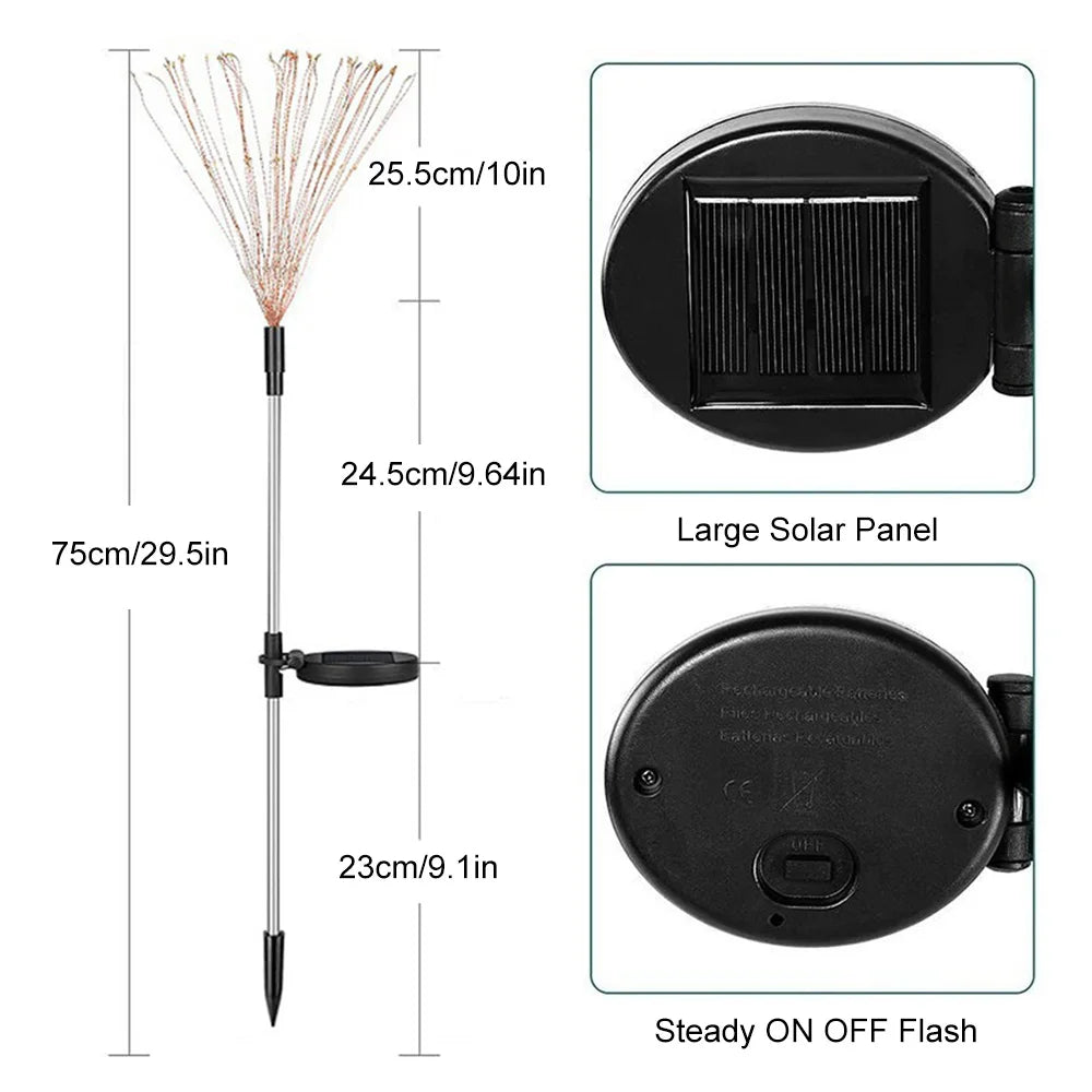 NEW Arrivals Solar Firework Light Grass Globe Dandelion 90/150/200 LED Fireworks Lamp For Garden Lawn Landscape Holiday Christmas Lights Home Garden Decoration Supplies