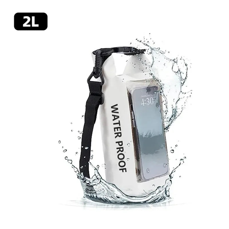 NEW Arrivals 2L 5L Dry Bag Swimming Pack Touch Screen Outdoor Waterproof Kayak Storage Bag Outdoor Beach Camping Kayak Trekking Drifting Rafting Surfing Boating Backpack Sports Accessories
