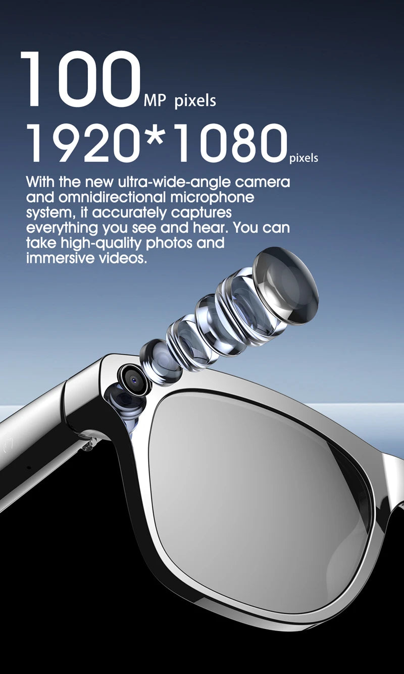 NEW 4K AI Translation Graphs English Language Smart Photochromic Glasses Multifunction Camera Bluetooth Call Voice Assistant Music Player Translate Glasses Business Meetings for Xiaomi