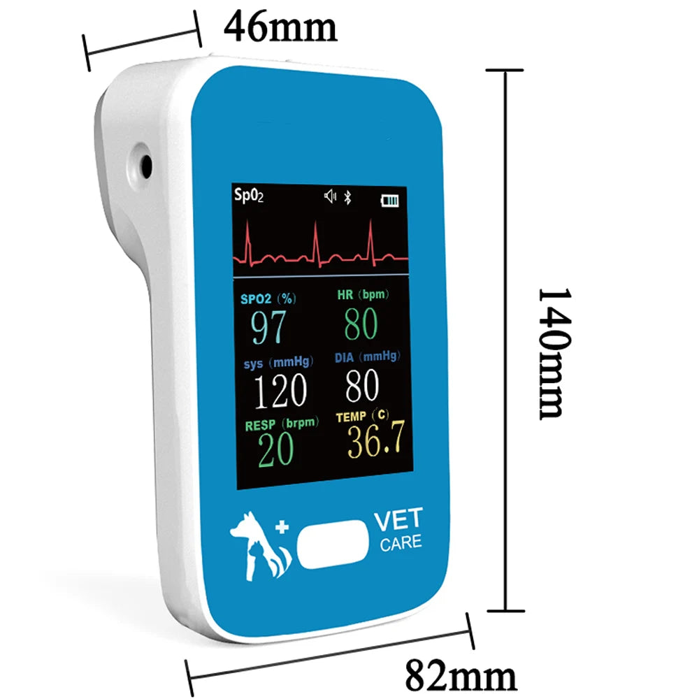 AM6200 Cancer Detector Cardiac Veterinary Handheld Vital Signs Monitor Animal Bluetooth APP Patient Monitor SPO2/HR/Temp/ECG/RR/NIBP Medical Equipment