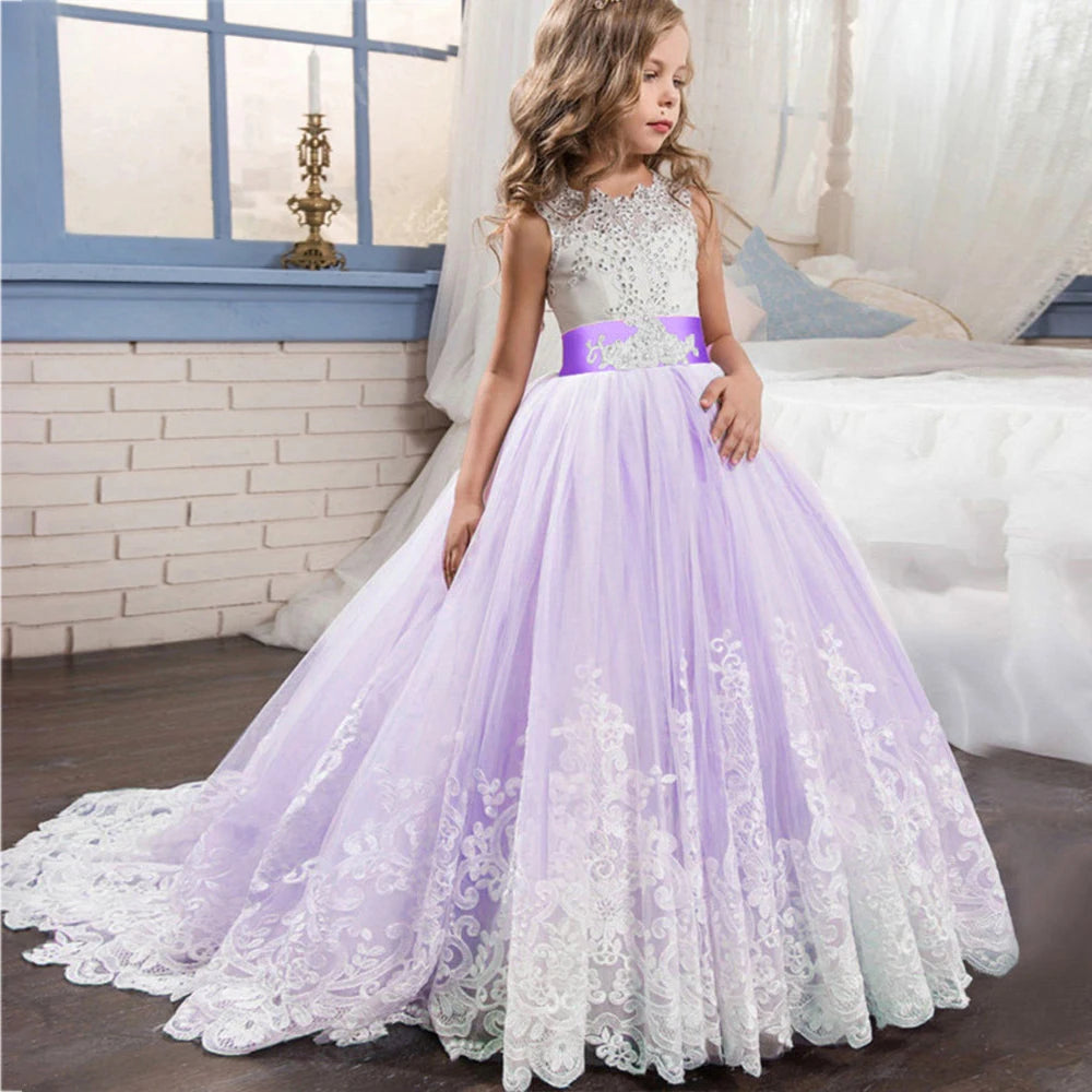 Luxury Summer Wedding Birthday Evening Party Girls Dress Long Bridesmaid Kids Dresses For Girls Children Princess Dress Party Wedding Dress 3/14 Years Old Children Luxury Fashion Apparel Supplies