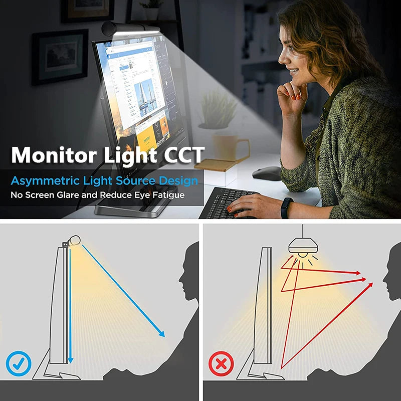 NEW Arrivals 30CM Screen LED Bar Desk Lamp PC Computer Laptop Screen Lamp Hanging Light Bar Table Lamp Office Study Reading Light For LCD Monitor