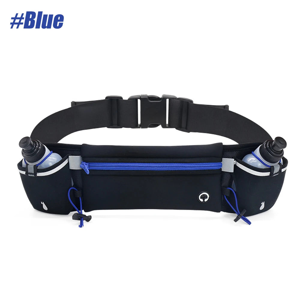 NEW Marathon Trail Running Belt with Double Water Bottles, Fanny Pack Fits 7 inches Phones, Waist Pack for Outdoor Running Hiking Climbing Waist Bags Sports Supplies