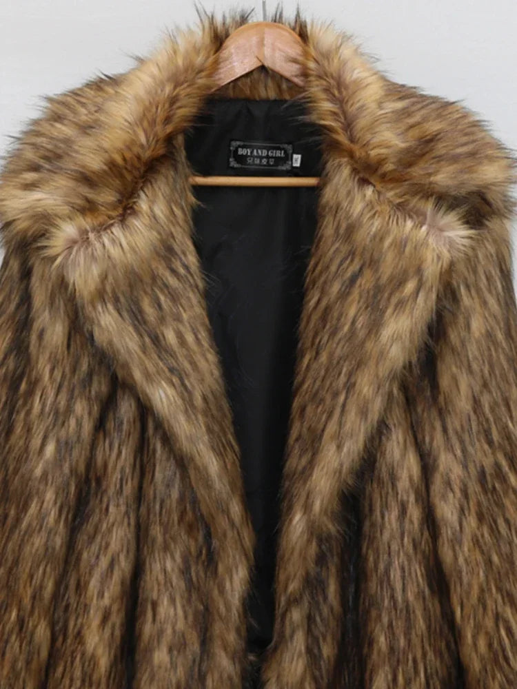 Women's Warm Faux Fox Fur Coat Winter Leisure Long Jacket Windbreaker Women Thick Fluffy Luxury Bontjas Warm Parkas Outerwear