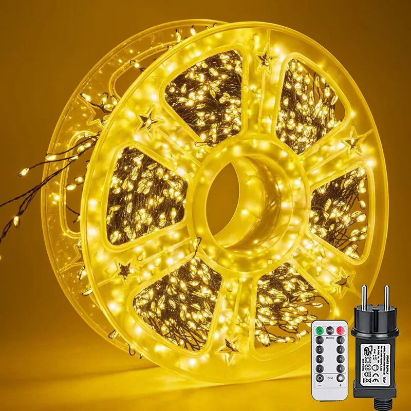 NEW Arrivals 50/75M Led String Lights Outdoor Firecracker Fairy Light String EU DC Power Copper Wire Lights for Wedding Christmas Tree Decor Lamp