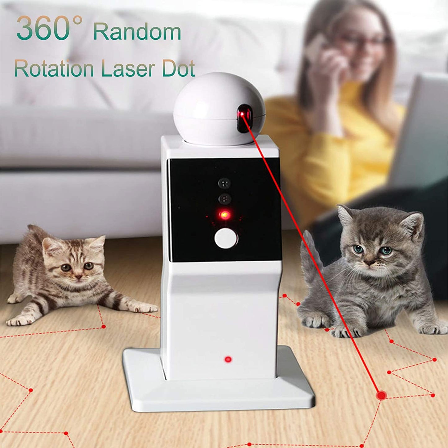 NEW Arrivals Cat Robotic Laser Toy Automatic, Random Moving Interactive Laser Cat Toy for Indoor Cats, Kittens, Dogs, Cat Red Dot Exercising Interactive Toy Pets Supplies