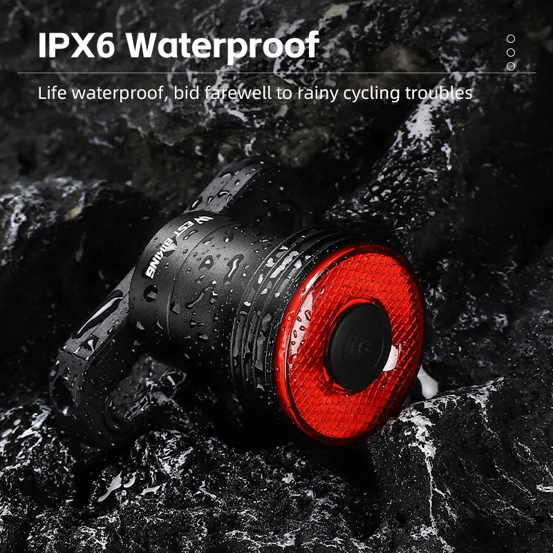 NEW 500mAH Bike Smart Induction Taillight Bright LED Lamp Beads Rear Light MTB Road Bike Waterproof Aluminum Alloy Tail Light Bicycle Lighting Accessories Sports Supplies