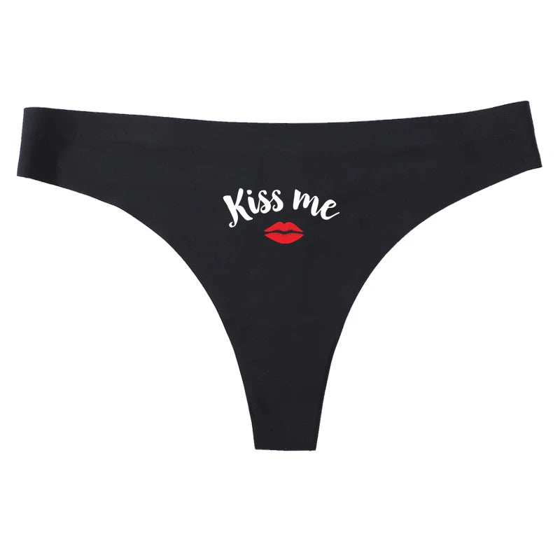 NEW Arrivals Red Lips KISS ME Women's Panties Sexy Girl's Underwear Underpants Brief Female T-Back G-String Thongs for Ladies