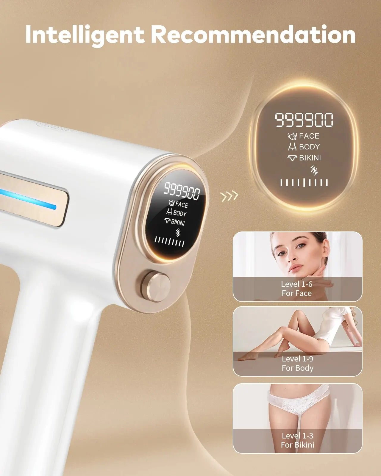 IPL Laser Hair Removal Device, 9 Levels Flashes Permanent Painless Epilator, Whole Body Treament At Home For Women Men