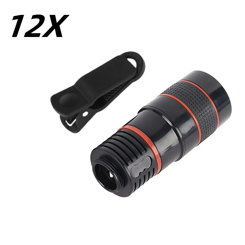 NEW Arrivals 8x12x Optical Zoom Camera External Universal Telescope Lens with Clip Phone Camera Lens Wide Angle for iPhone 15 Xiaomi14 Huawei Mobile Phones Accessories
