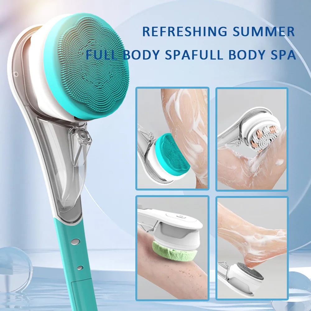 Electric Bath BrushLazy Back ScrubBath Scrubbing BrushAutomatic Back ScrubBath Brush with Long Handle