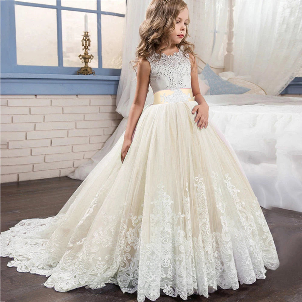 Luxury Summer Wedding Birthday Evening Party Girls Dress Long Bridesmaid Kids Dresses For Girls Children Princess Dress Party Wedding Dress 3/14 Years Old Children Luxury Fashion Apparel Supplies