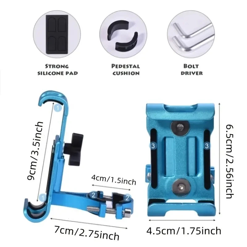 NEW Arrivals Gold/Gray Color Metal Motorcycle Bike Phone Holder Aluminum Alloy Anti-Slip Bracket GPS Clip Universal Bicycle Stand Support for All Smartphones