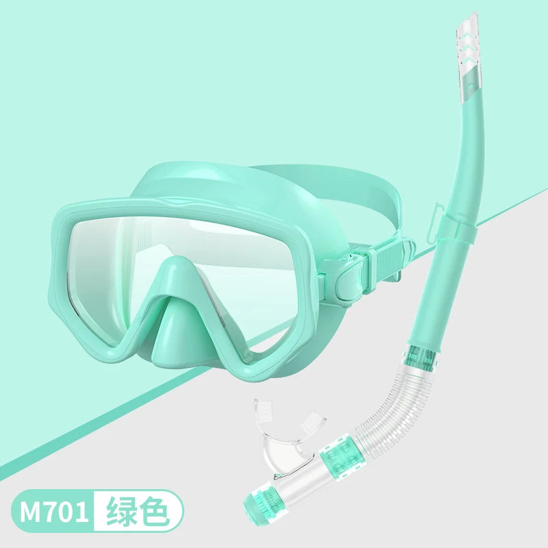 NEW Professional Diving Mask Snorkel Set For Adults Tempered Glass Scuba Professional Panoramic Snorkeling Gear Swimming Training Snorkel Kit Swimming Accessories Sports Supplies