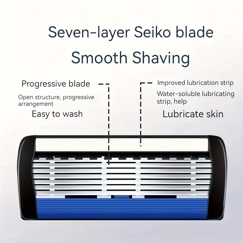 NEW Arrivals 7-Layers 18 Blades Set Manual Men's Razor, Stainless Steel Blades Razor For Men With Precision Trimmer, Metal Razor Holder