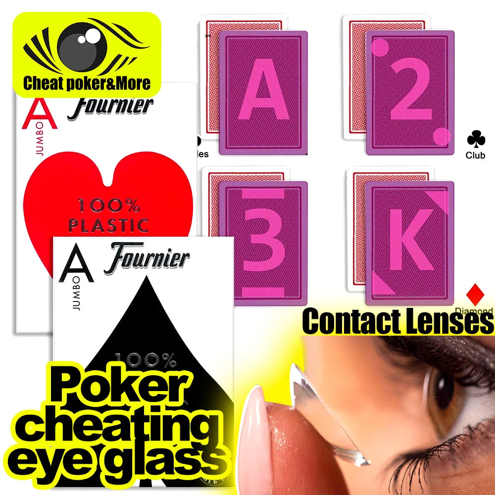 NEW Arrivals Poker Cheat Fournier-Playing Cards Marked Deck for UV Reader Texas Holden Poker Magic Board Game Invisible Marks Anti Cheating Eye Lens Glass Casino Poker Accessories