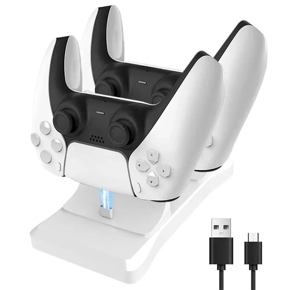 NEW Arrivals Dual Controller Charging Stand for Play Station 5 Controller Charger Dock Station PS5 with Fast Charging AC Adapter 5V 1.2A Video Games Computer Accessories Electronic Supplies