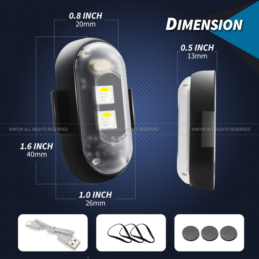 NEW Arrivals 2/4/8PCS Set Bicycle Motorcycle Helmet Strobe Light, APP Controlled RGB LED, Universal for Bicycle Scooter/Car/Helmets/Drone, IP67 5V Adhesive Lights Set Sports Supplies