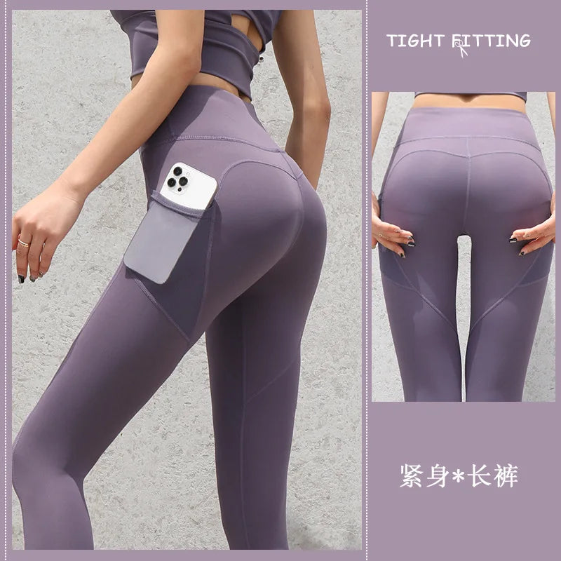 NEW Arrivals 8 Colors Yoga Pants With Pocket Women Leggings For Fitness Nylon High Waist Long Pants Women Hip Push UP Tights Women Gym Clothing