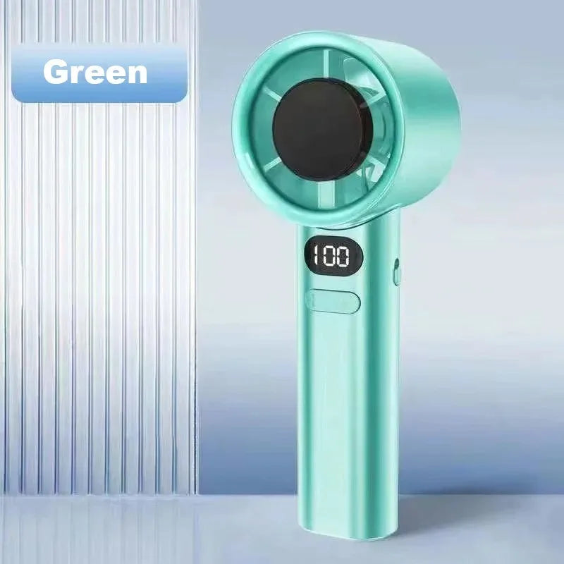 NEW 120 Speeds Mini Handheld Fan Mute Handheld Fan 4 Speeds Adjustment Air Calculating Fan With Power Display Portable Handheld Fan