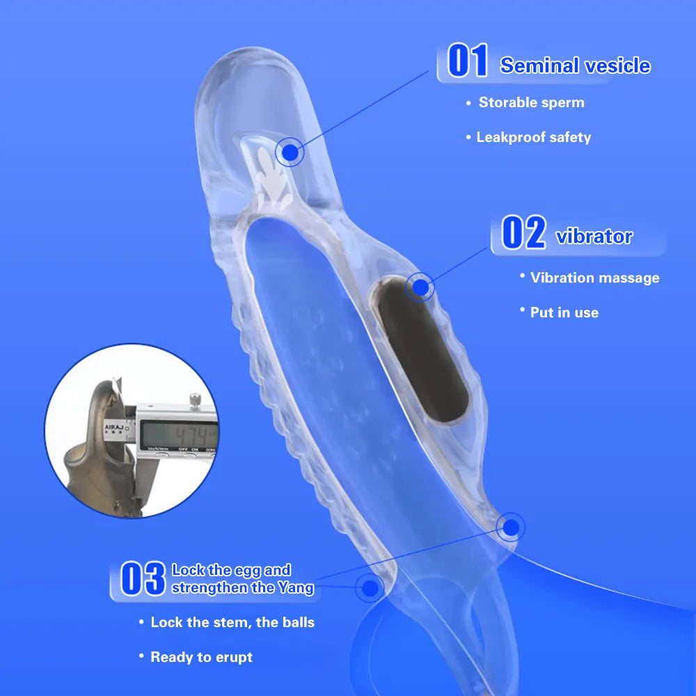 Adult Dick Sleeve Vibrating Cock Ring Penis Ring Vibrator Delay Ejaculation G Spot Clit Stimulate Massager Sex Toys for Men Couple