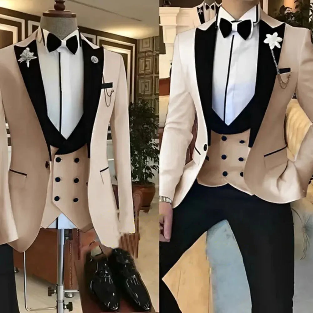 Low-Price Sales are Limited NEW 3PCS Set S-6XL PLUS SIZE 7 Colors Business Blazer Wedding Costume Men's Suit Groom Best Man Wedding Banquet Suit Men Luxury Fashion Clothing Supplies