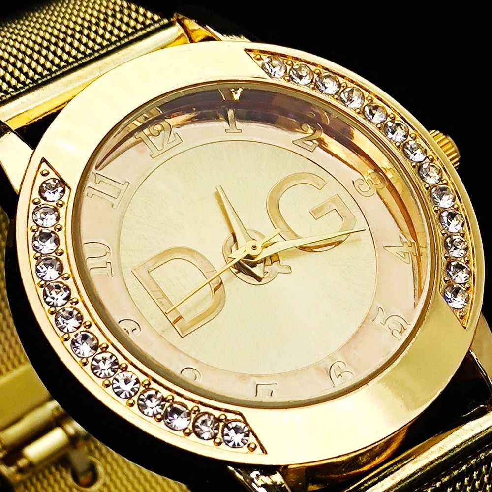 Hot Sale European Fashion Watch Women Luxury Brand DQG Quartz Watch Reloj Mujer Casual Stainless Steel Ladies Clock