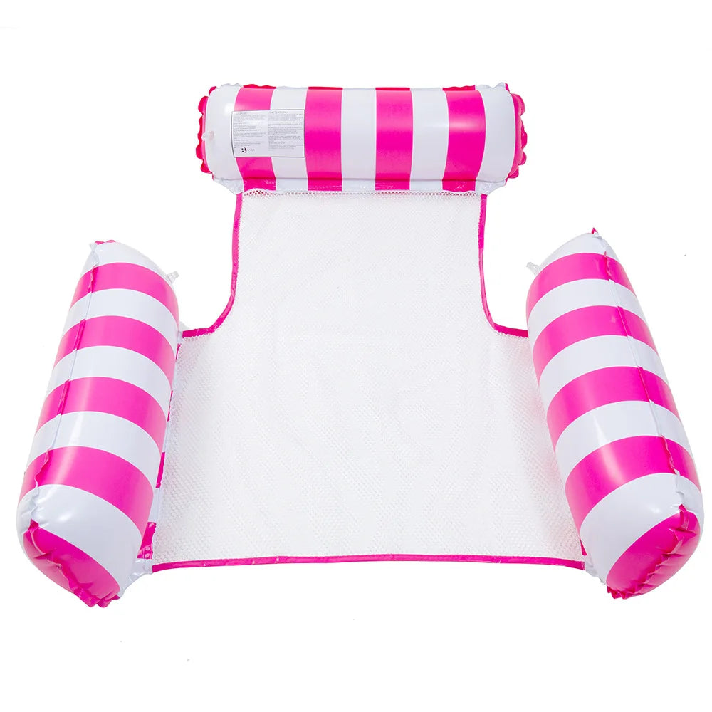 NEW Arrivals 2PCS Set 10 Colors/Styles Summer Pool Float Mat - Striped Inflatable Lounge Chair & Hammock for Adults Kids Water Sports Toys Home Swimming Pool Beach Inflatable Mattress
