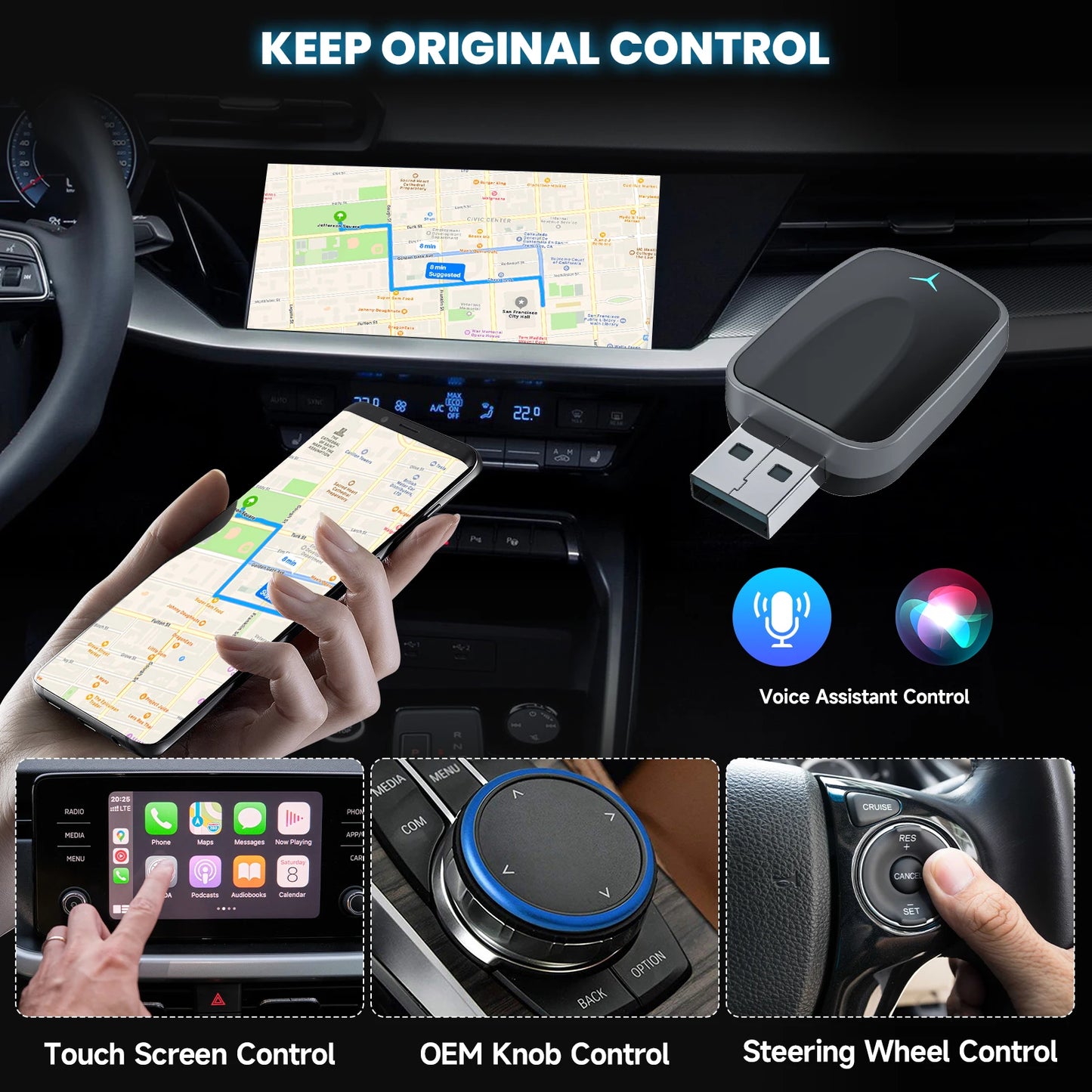 NEW Arrivals 2-in-1 Wired to Wireless CarPlay Adapter & Android Auto Wireless Adapter Plug & Play