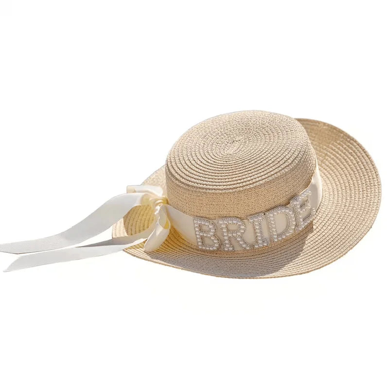 NEW Arrivals Pearl Bride Sun Hat Summer Beach Pool Wedding Engagement Bachelorette Hen Party Bridal Shower Honeymoon Travel Decoration Gift