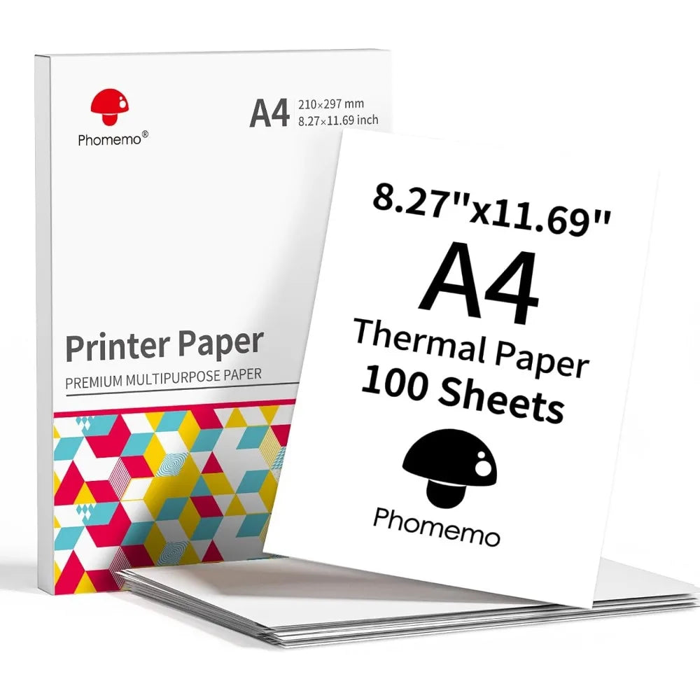 NEW Arrivals 100 Sheets Set A4 Paper Thermal Paper Fold Continuous Printing Paper Quick Drying Suitable for PHOMEMO M08F/M832/M834 A4 Printer