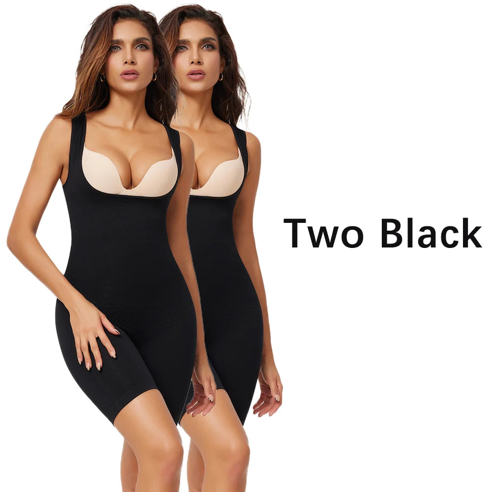NEW Arrivals 2PCS Set S-2XL Women Tighten Up Breast Bodysuit Boxer Briefs Underwear Shapewear Butt Lifter New Tummy Control Body Shaper Slimming Bodysuits