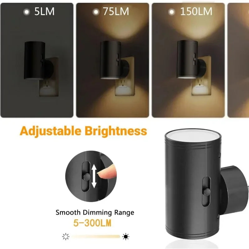 NEW Cylindrical RGB LED Night Light Plug in Modern Wall Lamp Sensor Adjustable Brightness Dimmable Night Lights for Hallway Bedroom