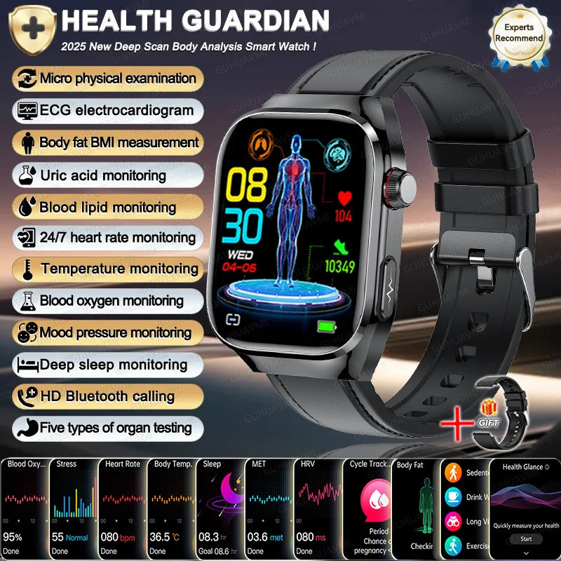NEW Arrivals 12 Colors/Patterns Women Men Ai Diagnosis Health Healing Wrist Watch ECG+PPG Smart Watch Precise Uric Acid Blood Pressure Organ Body Analysis Smart Watch HD Call Watches Health Watch