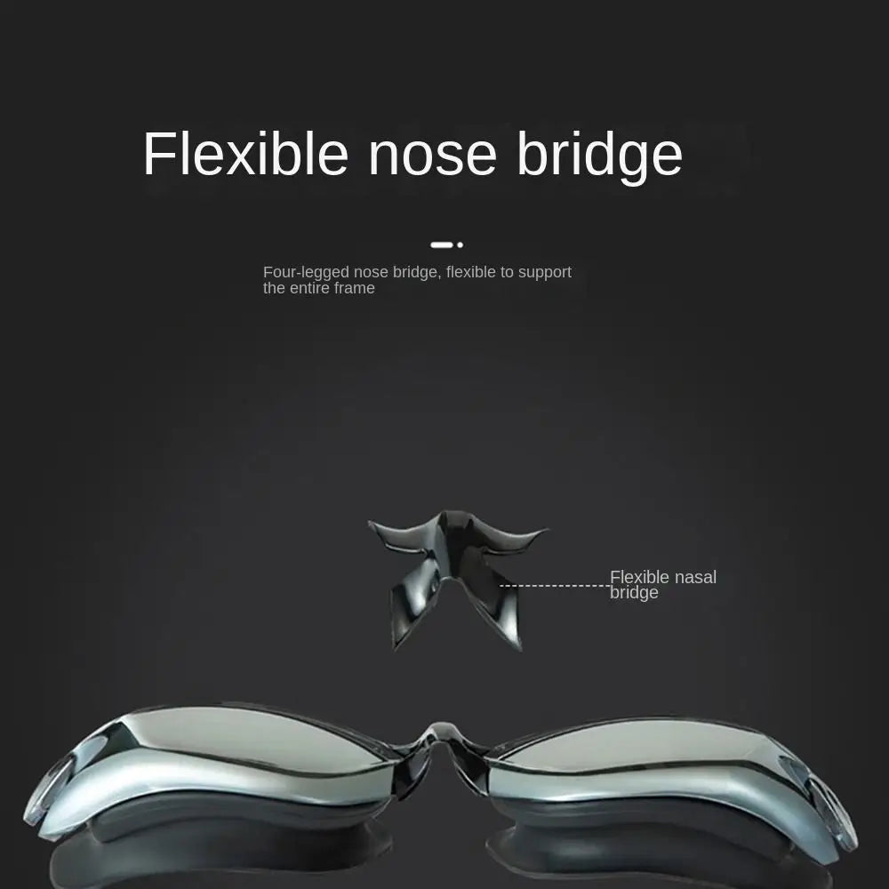 NEW 4 PCS Set Anti-Fog Adult Myopia/ Transparent/ Electroplated Professional Swimming Goggles Set with Nose Clip, and Ear Plugs Adjustable Silicone Swim Cap Waterproof Ultralight