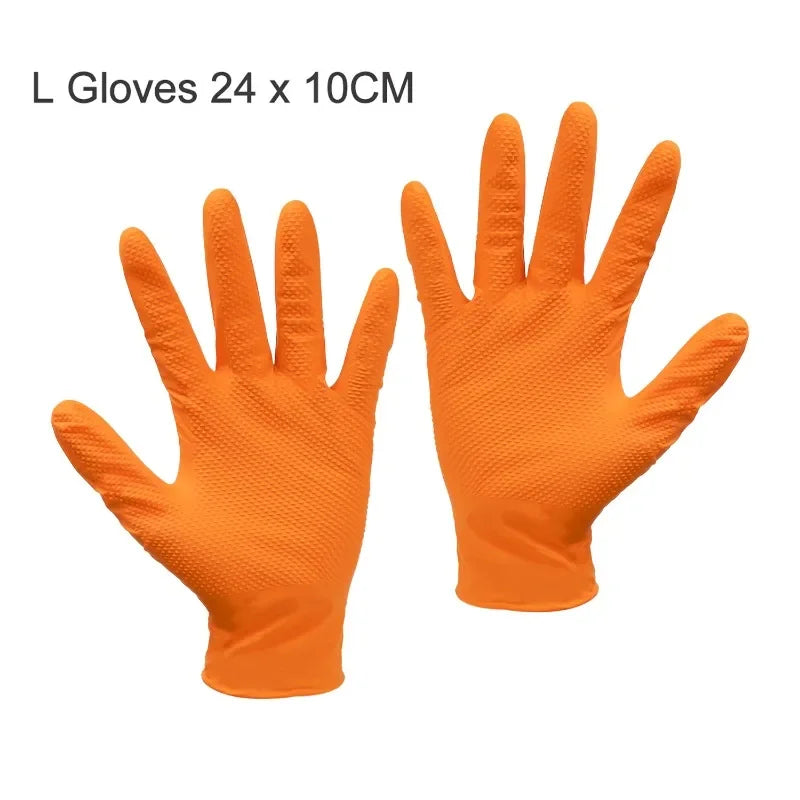 NEW Arrivals 5Pairs Black/Orange Color Heavy Duty Rubber Gloves Industrial Reusable Gloves Extra Thick Mechanic Glove Home Kitchen Garden Car Anti-Slip Safety Work Gloves