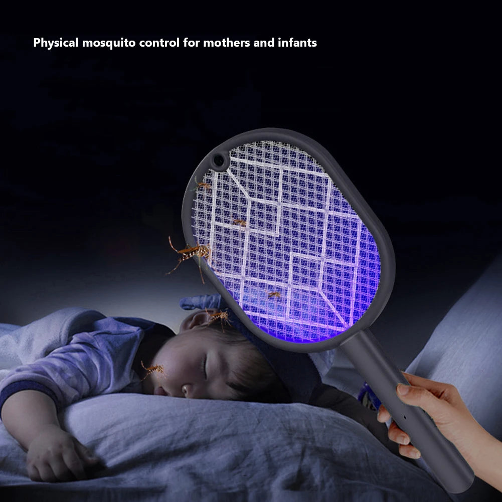 3000V Insect Racket Mosquito Killer Lamp Electric Shocker UV Light USB Charging Fly Insect Trap Flies Summer Fly Swatter