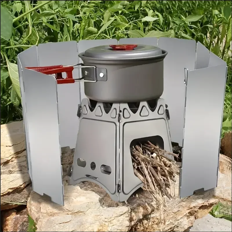 NEW Arrivals 8 Plates Aluminum Alloy Stove Windscreen, Ultralight Foldable Stove Windshield, Suitable For Outdoor Camping, Picnic Accessories